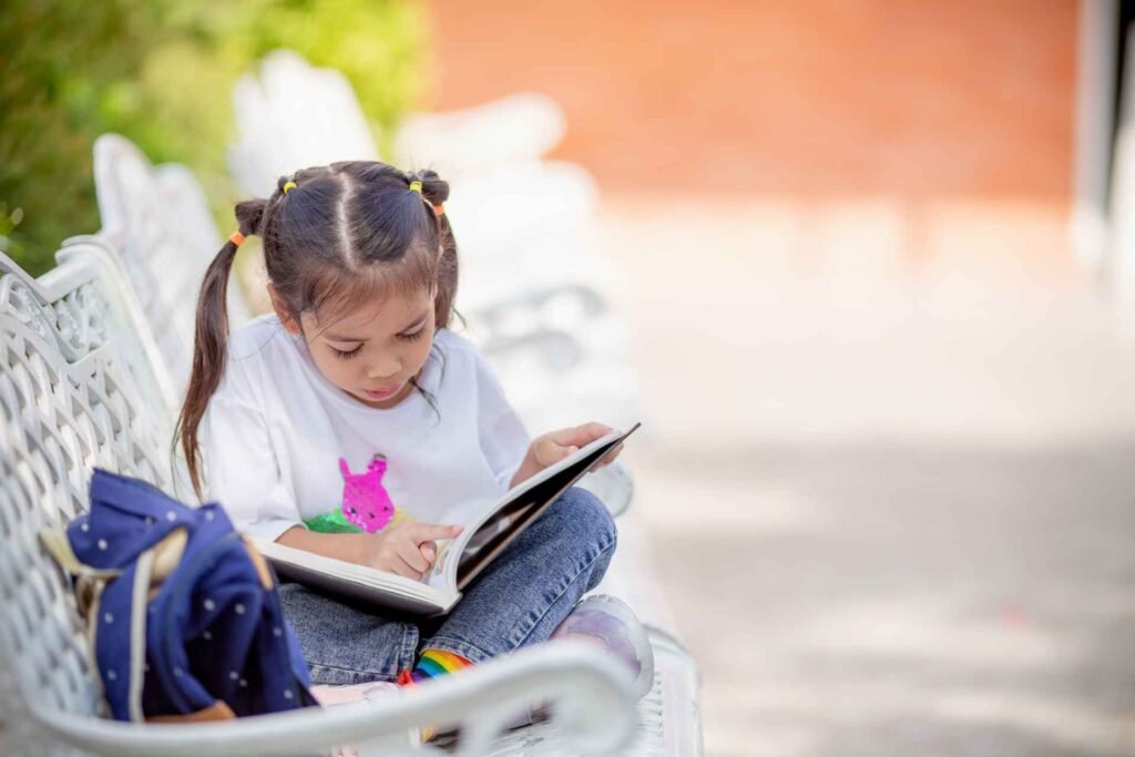 Literature-rich: A child reading a book